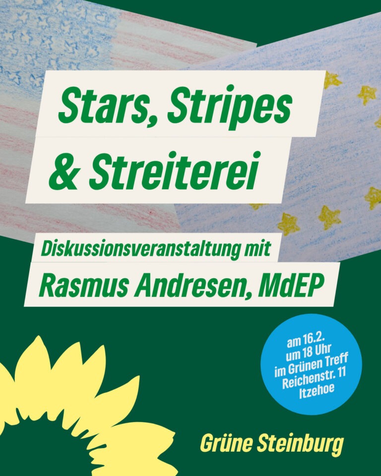 Diskussionsveranstaltung mit Rasmus Andresen am 16. Februar um 18 Uhr im Grünen Treff