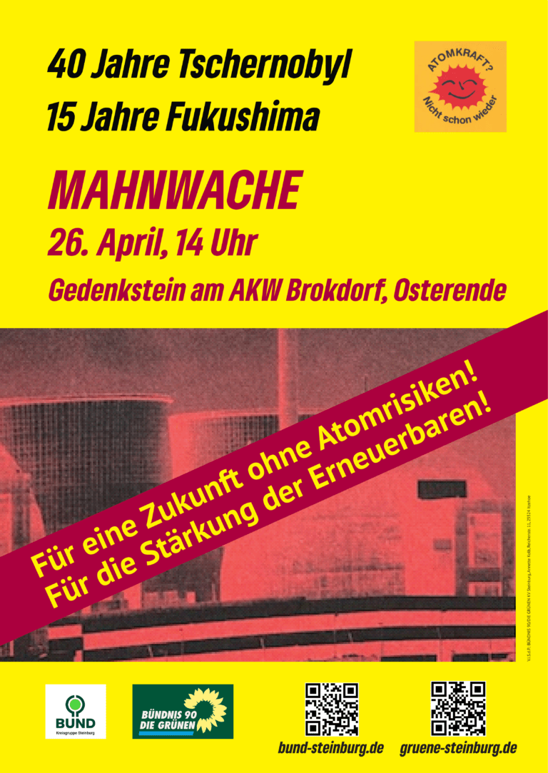 Mahnwache am 26. April: 40 Jahre Tschernobyl